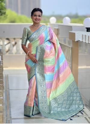 Attrective These Party Wear Saree in Fine Colored.These Saree And Blouse is Fabricated On Soft Silk.Its Beautified With Weaving Jacquard Designer.
