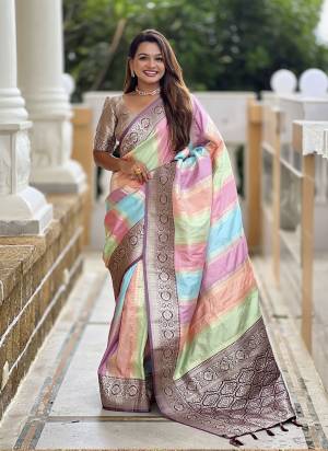 Attrective These Party Wear Saree in Fine Colored.These Saree And Blouse is Fabricated On Soft Silk.Its Beautified With Weaving Jacquard Designer.