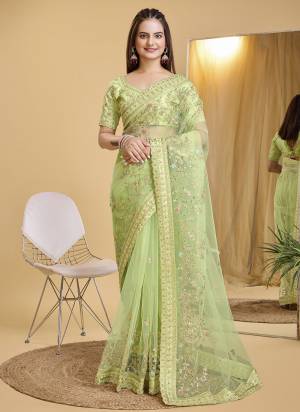 Attrective These Party Wear Saree in Fine Colored.These Saree Are Soft Net And Blouse is Soft Net Fabricated.Its Beautified With Designer Embroidery Work.
