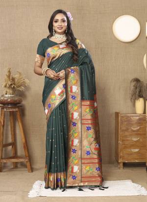 Garb These Party Wear Paithani Saree in Fine Colored.These Saree And Blouse is Fabricated On Paithani Silk.Its Beautified With Weaving Meenakari Paithani Designer.