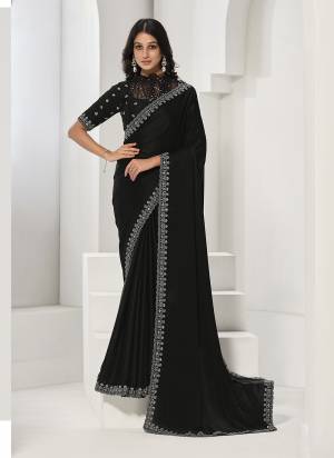 Look Attrective These Designer Party Wear Saree in Fine Colored.These Saree Are Crepe Satin Silk And Blouse Satin Silk is Fabricated.Its Beautified Desiger Embroidery Work.