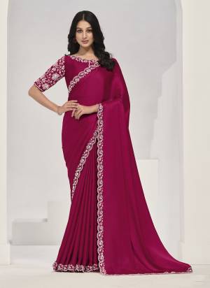 Look Attrective These Designer Party Wear Saree in Fine Colored.These Saree Are Crepe Satin Silk And Blouse Crepe Satin Silk is Fabricated.Its Beautified Desiger Embroidery Work.