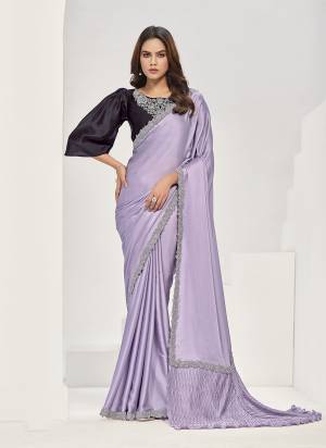 Look Attrective These Designer Party Wear Saree in Fine Colored.These Saree Are Crepe Satin Silk And Blouse Satin Silk is Fabricated.Its Beautified Desiger Embroidery Work.