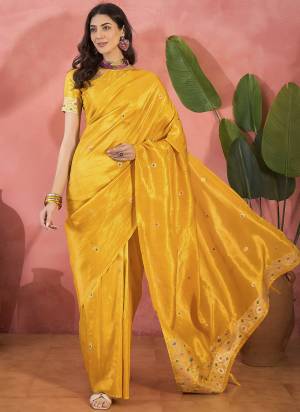 Looking These Party Wear Saree in Fine Colored.These Saree And Blouse Is Shimmer Fabricated.Its Beautified With Wevon Jacquard Designer.
