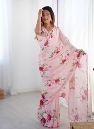 Attrective Looking These Party Wear Saree in Fine Colored.These Saree And Blouse is Chinon Fabricated.Its Beautified With Designer Digital Printed With Mirror Cut Work.
