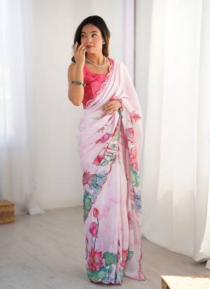 Attrective Looking These Party Wear Saree in Fine Colored.These Saree And Blouse is Chinon Fabricated.Its Beautified With Designer Digital Printed With Mirror Cut Work.