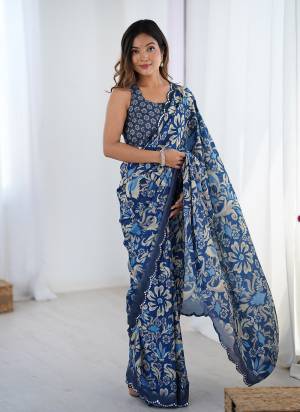 Attrective Looking These Party Wear Saree in Fine Colored.These Saree And Blouse is Chinon Fabricated.Its Beautified With Designer Digital Printed With Mirror Cut Work.