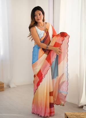  Looking These Party Wear Saree in Fine Colored.These Saree And Blouse is Chinon Fabricated.Its Beautified With Designer Digital Printed With Mirror Cut Work.