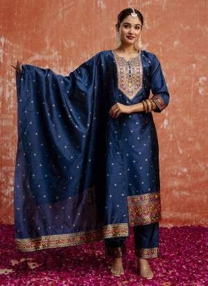 Attractive These Beautiful Party Wear Readymade Suits With Dupatta.These Suit is Fabricated On Top And Bottom Are Cotton Silk Blend And Jacquard Silk Dupatta .Its Beautified With Designer Embroidery Work.