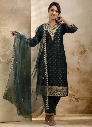 Garb These Beautiful Party Wear Readymade Suits With Dupatta.These Suit is Fabricated On Top Are Chanderi Silk And Bottom Are Silk And Organza Dupatta .Its Beautified With Designer Embroidery Work.