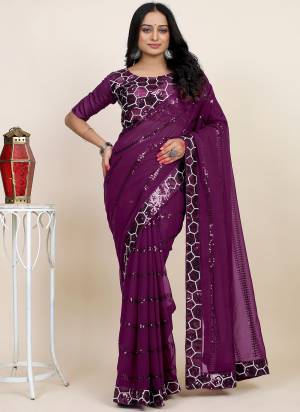 Looking These Party Wear Saree in Fine Colored.These Saree Are Georgette And Blouse is Fabricated On Satin Banglori.Its Beautified With Designer Sequance Embroidery Work.