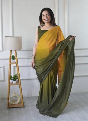 Attractive These Party Wear Ready To Wear Saree in Fine Colored.These Saree Are Chinon And Blouse is Chinon Fabricated.Its Beautified With Pedding Color Solid Designer.