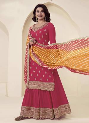 Looking These Party Wear Plazzo Suit in Fine Colored Pair With Dupatta.These Top Are Chinon And Dupatta Are Chiffon And Pair With Chinon Bottom.Its Beautified With Designer Embroidery Work With Printed Dupatta.