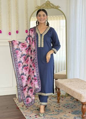 Garb These Suit in Fine Colored Pair With Bottom And Dupatta.These Top And Bottom Are Fabricated On Viscose Slub Pair With Chinon Dupatta.Its Beautified With Designer Embroidery Work Printed .
