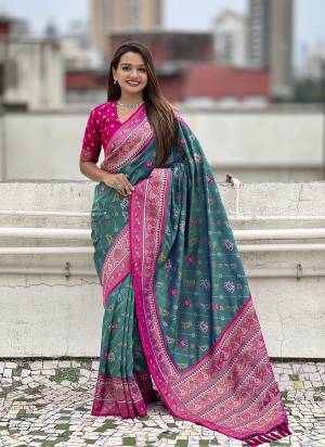 Attractive These Party Wear Saree in Fine Colored.These Saree And Blouse is Fabricated On Patola Silk.Its Beautified With Weaving Meenakari Polka Ikkat Designer.