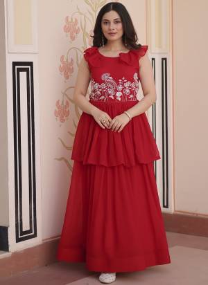  Looking These Beautiful Looking Readymade Long Gown.These Gown is Fabricated On Faux Georgette.Its Beautified With Designer Beads Embroidery Work.