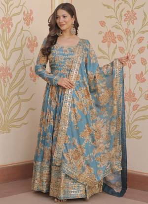 Looking These Beautiful Looking Party Wear Readymade Long Gown With Dupatta.These Gown And Dupatta is Fabricated On Russion Silk.Its Beautified With Digital Printed,Designer Sequance Embroidery Work.