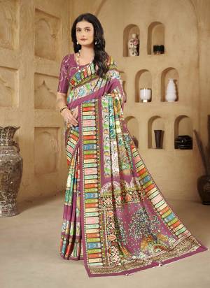 Attrective Look These Party Wear Saree in Fine Colored.These Saree And Blouse is Fabricated On Crepe Silk.Its Beautified With Designer Digital Foil Printed.
