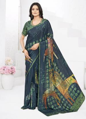 Garb These Party Wear Ready To Wear Saree in Fine Colored.These Saree And Blouse is Fabricated On Crepe Silk.Its Beautified With Designer Digital Printed With Embroidery Work Blouse.