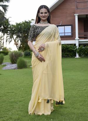 Looking These Party Wear Saree in Fine Colored Pair With Blouse.These Saree Are Georgette and Blouse Are Fabricated On Art Silk.Its Beautified With  Solid  With Embroidery Work Blouse.