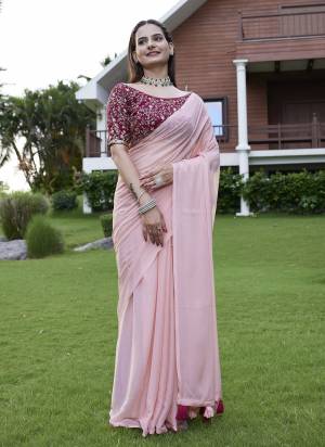 Looking These Party Wear Saree in Fine Colored Pair With Blouse.These Saree Are Georgette and Blouse Are Fabricated On Art Silk.Its Beautified With  Solid  With Embroidery Work Blouse.