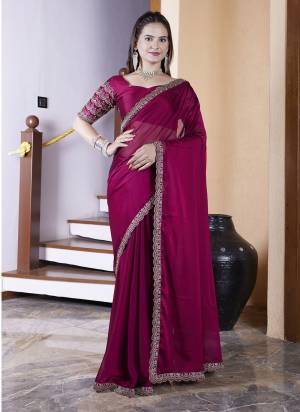 Garb These Party Wear Saree in Fine Colored Pair With Blouse.These Saree Are Chiffon and Blouse Are Fabricated On Chiffon.Its Beautified With Bits Lace Border With Hand Work Blouse Designer.