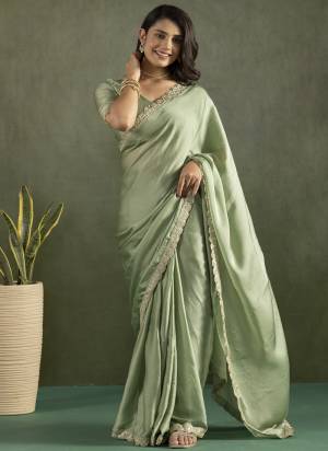 Grab These Party Wear Ready To Wear Saree in Fine Colored Pair With Blouse.These Saree and Blouse Are Fabricated On Chiffon.Its Beautified With Solid With Lace Border Designer.