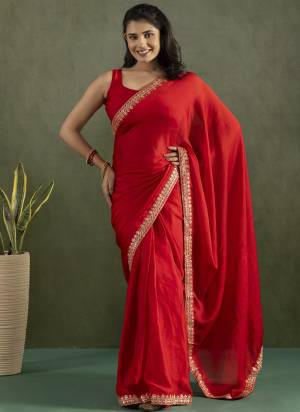 Attractive These Party Wear Ready To Wear Saree in Fine Colored Pair With Blouse.These Saree and Blouse Are Fabricated On Chiffon.Its Beautified With Solid With Llace Border Designer.