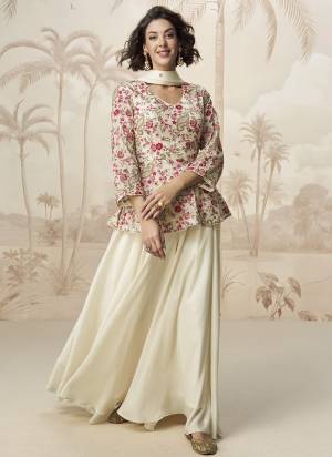 Garb These Party Wear Free Size Stitched Plazzo Suit in Fine Colored Pair With Dupatta.These Top And Bottom Are Chinon And Dupatta Are Chinon And Pair With Crepe Inner.Its Beautified With Heavy Designer Embroidery Work.