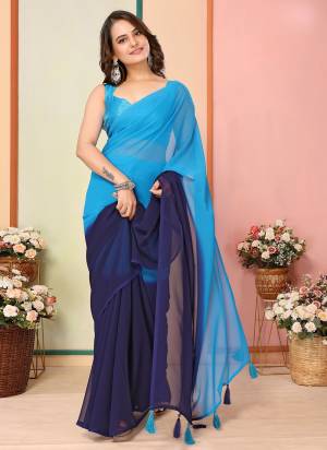 Attractive These Party Wear Ready To Wear Saree in Fine Colored.These Saree Are Georgette And Blouse is Art Silk Fabricated.Its Beautified With Designer Pedding Two Color Printed.