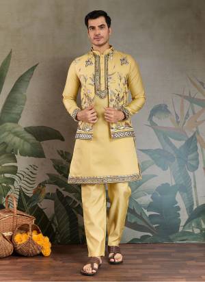 Attrective These Party Wear Readymade Kurta Payjama With Jacket Pair in Fine Colored.These Kurta Payjama And Jacket Are Viscose Silk Fabricated on Pair.Its Beautified With Designer Multy Thread,Sequance Embroidery Work.