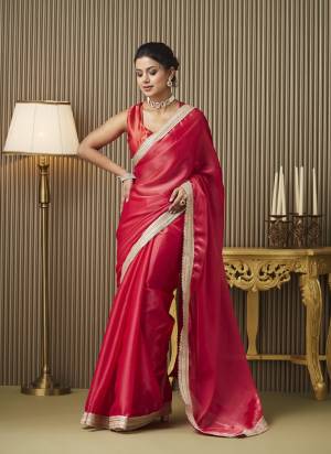 Garb These Fancy Party Wear Saree in Fine Colored.These Saree Are Organza And Blouse is Fabricated On Art Silk Pair.Its Beautified With Fancy Lace Work Disigner Saree.