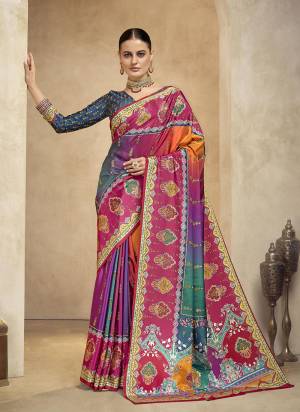  Looking These Party Wear Saree in Fine Colored.These Saree And Blouse is Fabricated On Crepe Silk.Its Beautified With Designer Position Digital Foil Printed.