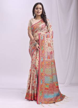 Looking These Fastive Wear Saree in Fine Colored.These Saree And Blouse is Fabricated On Linen Cotton.Its Beautified With Weavon Thread Designer.