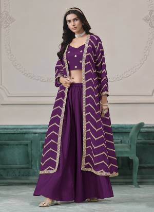 Looking These Beautiful Looking Fine Color Plazzo Shrug Suits.These Top Are Chinon And Shrug Are Chinon And Bottom Chinon Fabricated.Its Beautified With Designer Embroidery Work.
