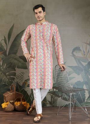 For A festive And Party Wear,Looking These Readymade Kurta With Payjama in Fine Colored.These Kurta is Fabricated On Cotton And Art Silk Payjama With Designer Printed With Chikankari Embroidery Work.Buy Now.