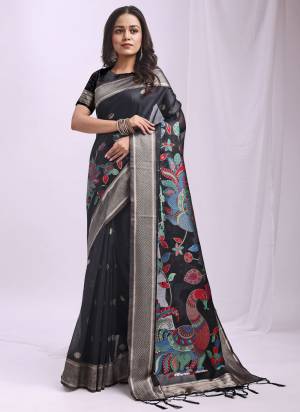 Garb These Fastive Wear Saree in Fine Colored.These Saree And Blouse is Fabricated On Linen Cotton.Its Beautified With Weavon Jacquard Designer.
