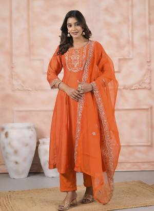 Attractive These Designer Suit in Fine Colored Pair With Bottom And Dupatta.These Top Are Silk And Bottom Are Fabricated On Rayon Pair With Organza Dupatta.Its Beautified With Designer Embroidery Work.