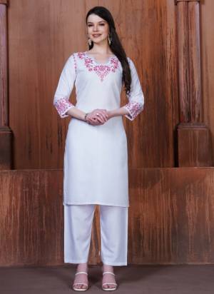 Grab These Beautiful Looking Readymade Top With Bottom Set.These Top And Bottom is Fabricated On Rayon.Its Beautified With Designer Therad Chikankari Embroidery Work .