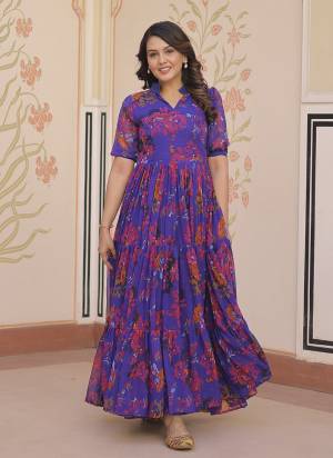 Looking These Beautiful Party Wear Readymade Long Gown.These Gown is Fabricated On Faux Georgette.Its Beautified With Designer Printed.