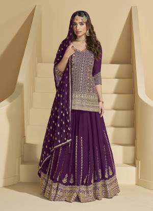 Attractive These Party Wear Free Size Stitched Gharara Suit in Fine Colored Pair With Dupatta.These Top And Bottom Are Georgette And Dupatta Are Georgette And Pair With Santoon Inner.Its Beautified With Heavy Designer Embroidery Work.