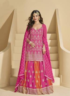 Attractive These Party Wear Free Size Stitched Gharara Suit in Fine Colored Pair With Dupatta.These Top And Bottom Are Georgette And Dupatta Are Georgette And Pair With Santoon Inner.Its Beautified With Heavy Designer Embroidery Work.