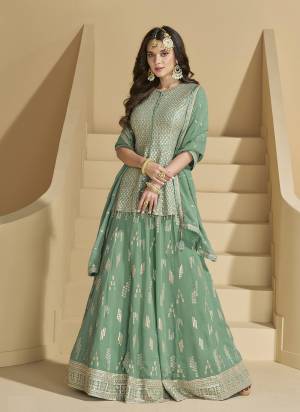 Attractive These Party Wear Free Size Stitched Gharara Suit in Fine Colored Pair With Dupatta.These Top And Bottom Are Georgette And Dupatta Are Georgette And Pair With Santoon Inner.Its Beautified With Heavy Designer Embroidery Work.