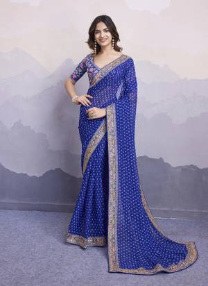 Garb These Fastival Saree in Fine Colored.These Saree Are Georgette And Blouse is Art Silk Fabricated.Its Beautified With Bandhni Printed,Designer Embroidery Work Lace Border,Blouse.