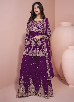 Attractive These Party Wear Free Size Stitched Sharara Suit in Fine Colored Pair With Dupatta.These Top And Bottom Are Georgette And Dupatta Are Georgette And Pair With Santoon Inner.Its Beautified With Heavy Designer Embroidery Work.