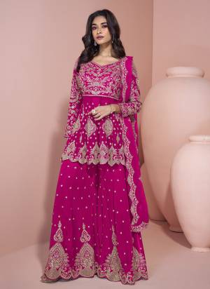 Attractive These Party Wear Free Size Stitched Sharara Suit in Fine Colored Pair With Dupatta.These Top And Bottom Are Georgette And Dupatta Are Georgette And Pair With Santoon Inner.Its Beautified With Heavy Designer Embroidery Work.