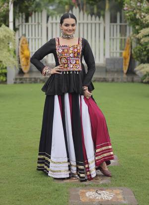 Looking These Beautiful Looking Navratri Wear Free Size Stitched Lahenga Choli.These Lahenga Are Rayon  And Blouse is Fabricated On Ramon Silk.Its Beautified With Designer Kutchi Gamthi Work.