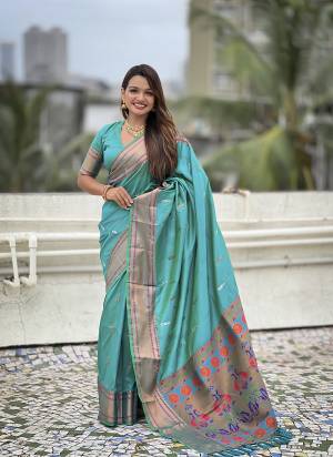 Looking These Party Wear Saree in Fine Colored.These Saree And Blouse is Fabricated On Soft Silk.Its Beautified With Weaving Dual Jari, Meenakeri Paithani Pallu Designer.