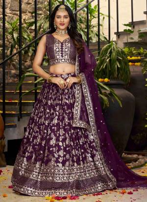 For A Designer Look,Grab These Lehenga Choli in Fine Colored.These Lehenga And Blouse Are Fabricated On Dola Silk Pair With Dupatta Are Organza.Its Beautified With Wevon Jacquard Designer,Jari, Sequance Embroidery Work.