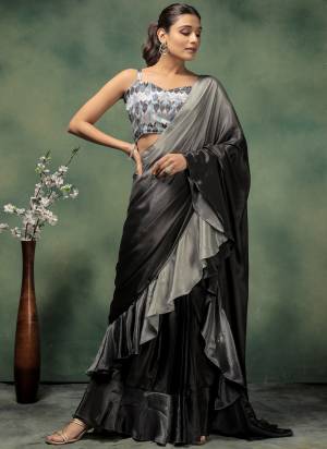 Looking These Party Wear Ready To Wear Saree in Fine Colored.These Saree Are Satin And Blouse is Satin Fabricated.Its Beautified With Pedding Color Hand Designer With Printed Blouse.